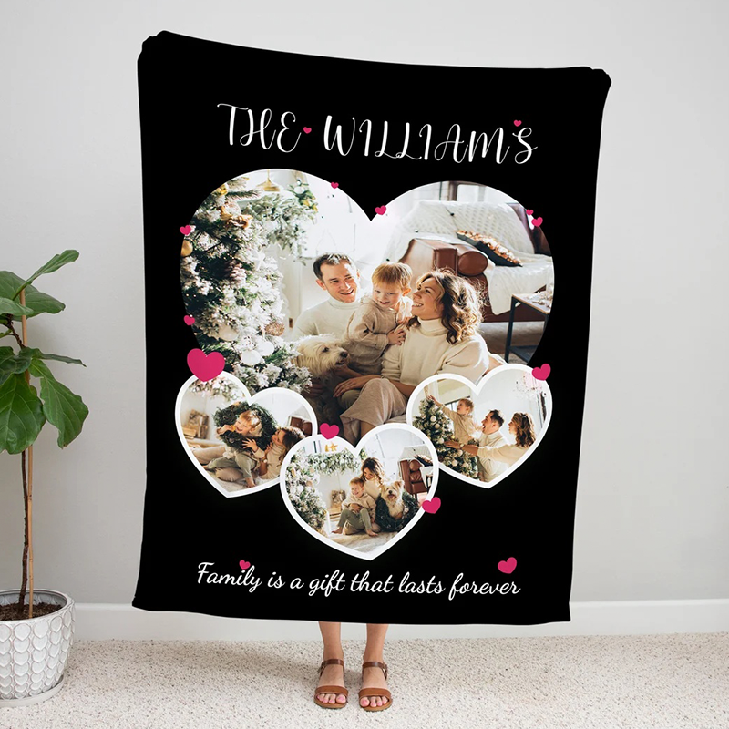 Personalized Collage Photo Blanket Custom Pictures and Text Throw Blanket Anniversary Gifts for Her