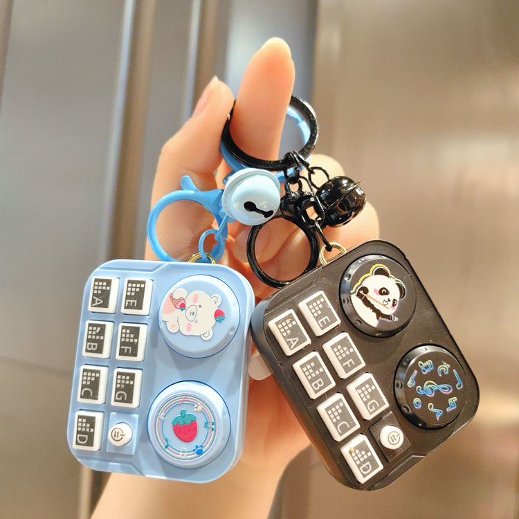 Mini Music Playable DJ Cartoon Creative Lighting Electronic Game Console Keychain Pendant Toy