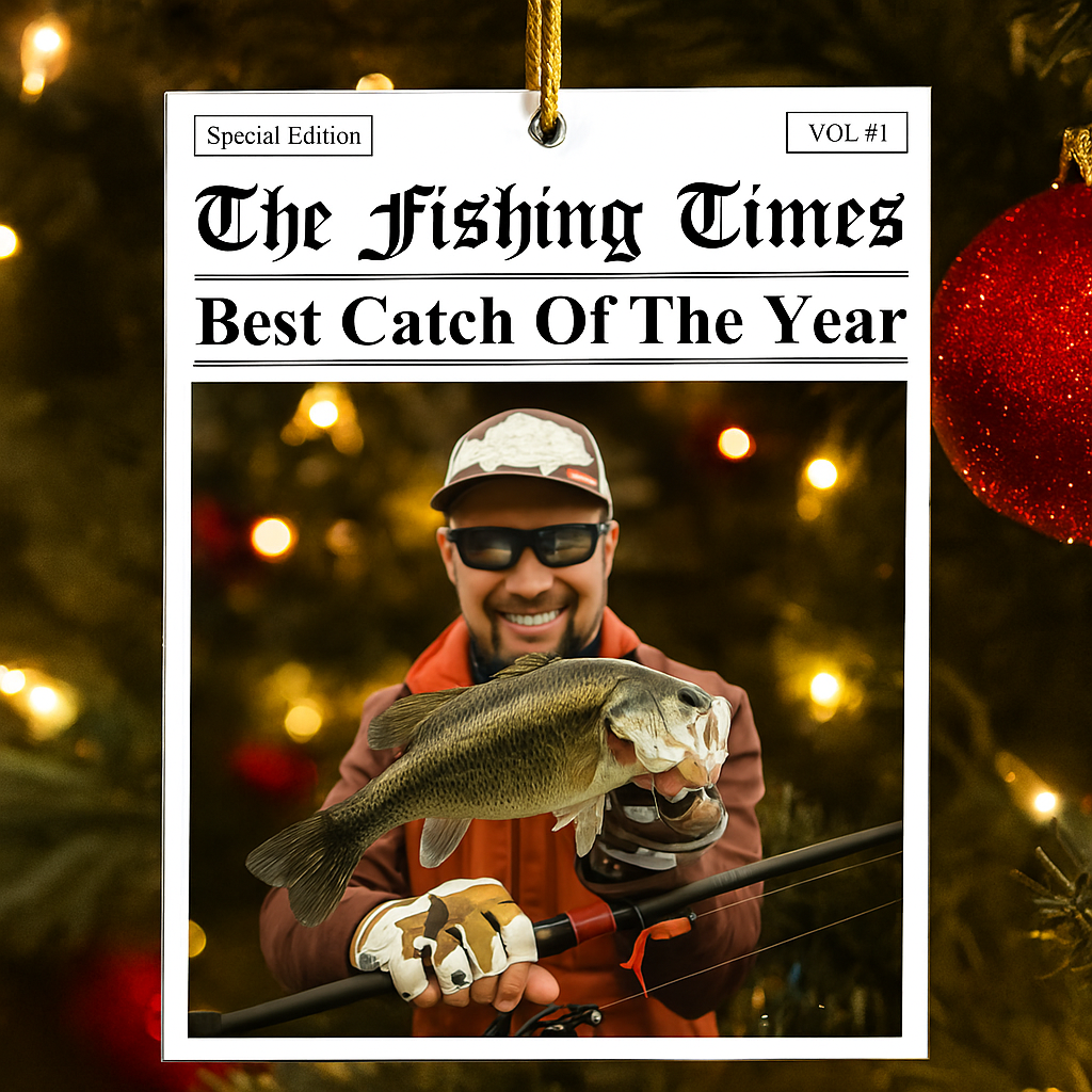 Personalized Best Catch Fishing Acrylic Photo Ornament Custom Christmas Decoration Unique Holiday Gift for Fishermen and Fishing Lovers