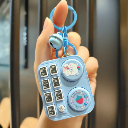 Mini Music Playable DJ Cartoon Creative Lighting Electronic Game Console Keychain Pendant Toy