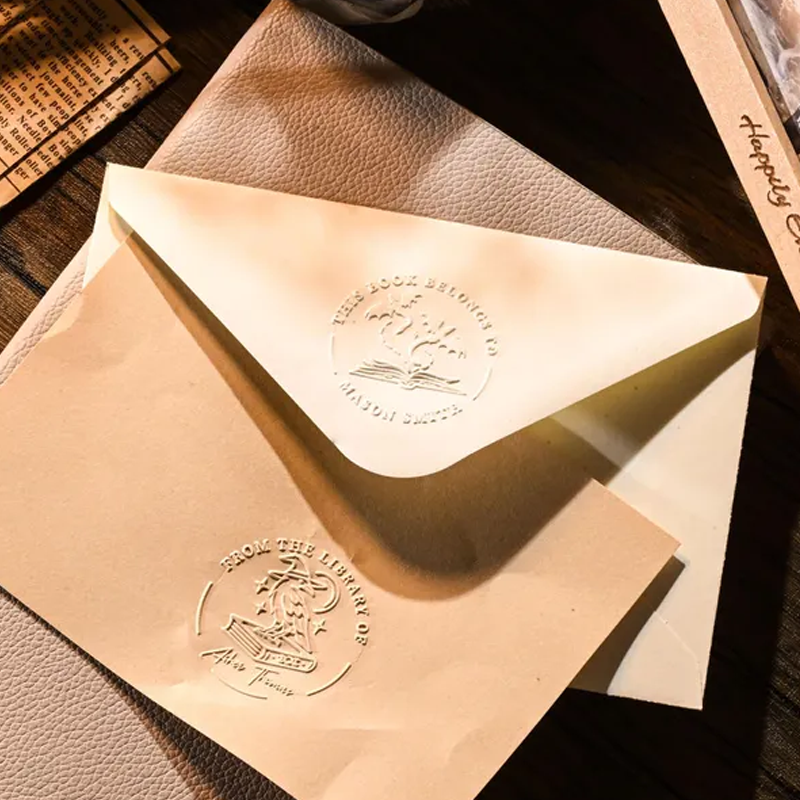 Custom Metal Book Embosser for Book Lover Gifts Handheld Personalized Embosser Book Stamp Library Stamp Gift for Readers, Teachers & Home Libraries