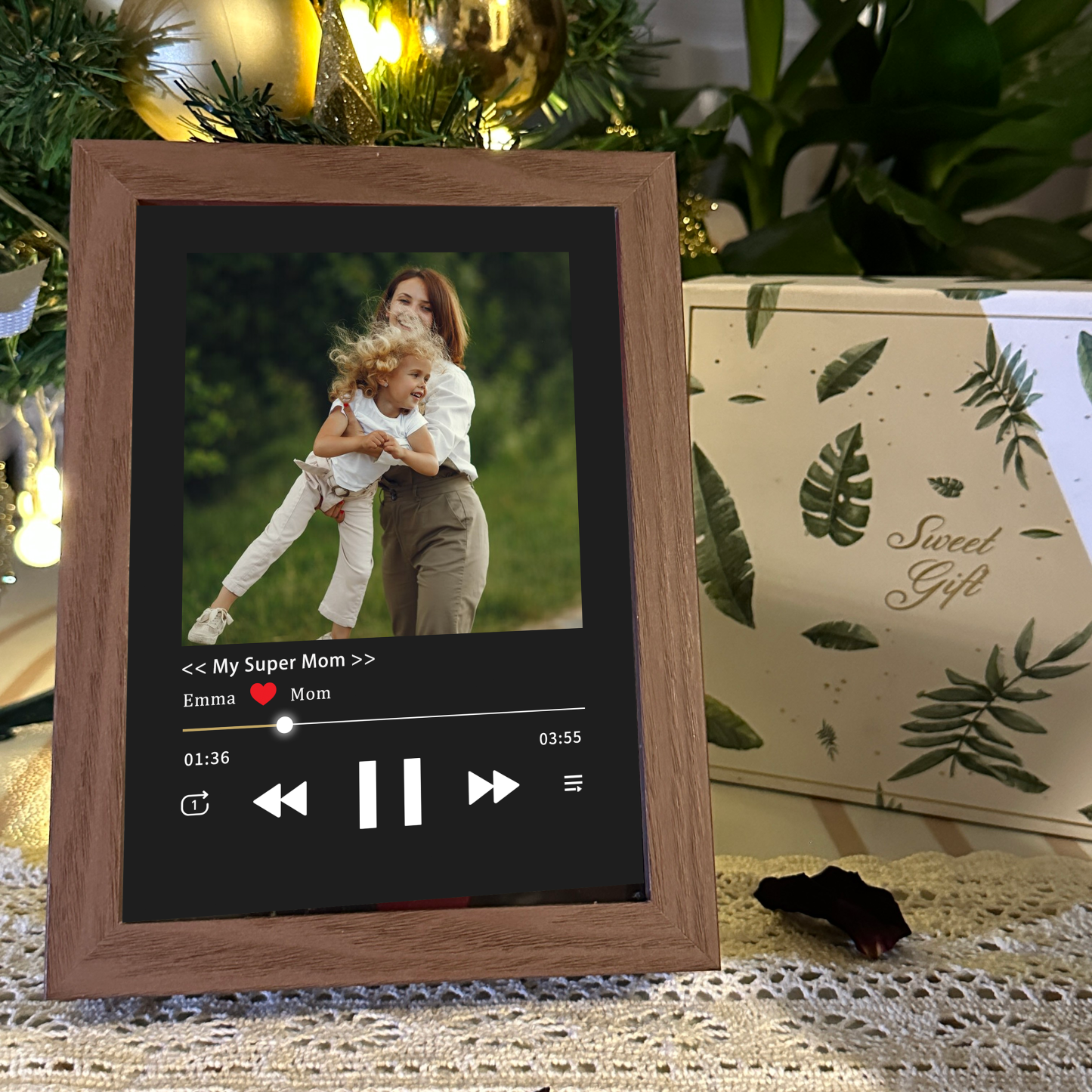 Photo Frame with Music Custom Whole Song Frame Personalized Music Player Mother's Day Gifts (Can Play Whole Song)
