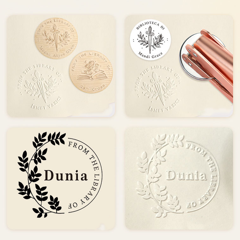 Custom Metal Book Embosser for Book Lover Gifts Handheld Personalized Embosser Book Stamp Library Stamp Gift for Readers, Teachers & Home Libraries