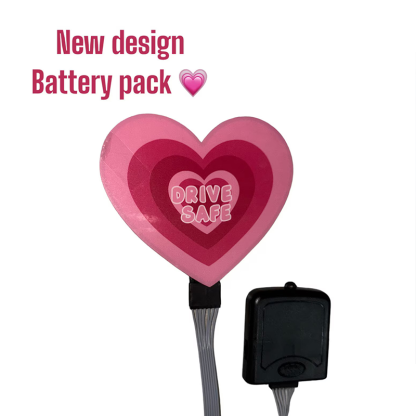 Drive Safe Neon Glow Heart Panel Light-Up Decal Cute Car Vinyl Sticker