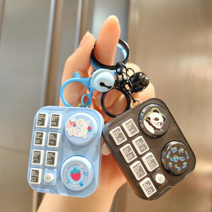 Mini Music Playable DJ Cartoon Creative Lighting Electronic Game Console Keychain Pendant Toy