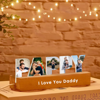 Personalized Photo Collage Night Light Custom Text Photo Led Lamp Fathers Day Gifts for Grandpa