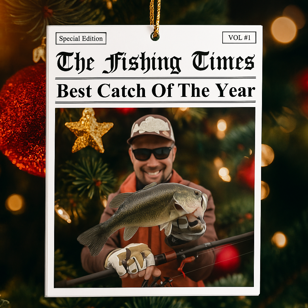 Personalized Best Catch Fishing Acrylic Photo Ornament Custom Christmas Decoration Unique Holiday Gift for Fishermen and Fishing Lovers