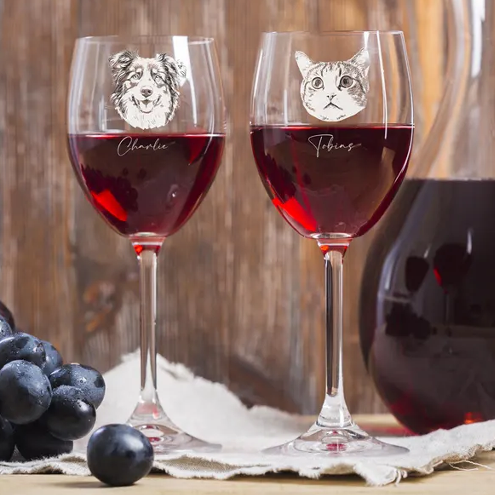 Custom Etched Photo Engraved Wine Glass Personalized Portrait Picture Glass Memorial Gift