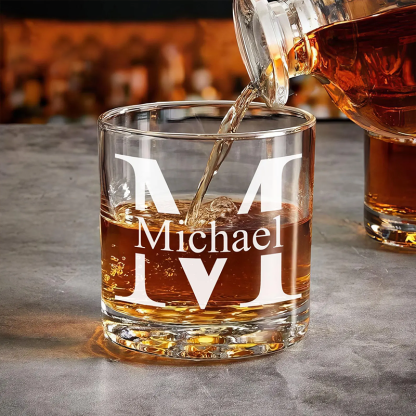Custom Engraved Monogram Whiskey Glass Personalized 11oz Whiskey Tumbler Groomsmen Gift Idea Wedding Shot Glasses