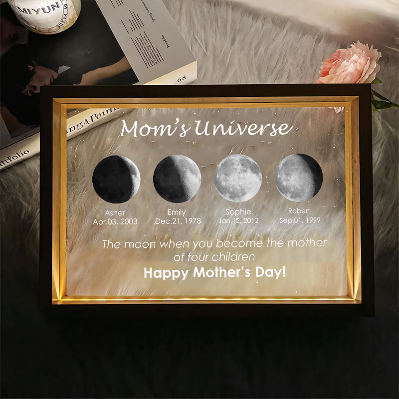 Custom Moon Phase and Name Night Light with Kids Names Personalized Birth Date  Mothers day Gift