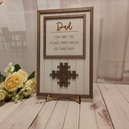 Personalized Fathers Day Puzzle Sign Name Wooden Puzzle Custom Sign Frame Gifts for Dad