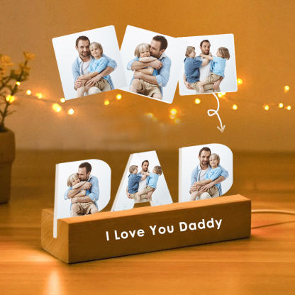 Personalized Photo Collage Night Light Custom Text Photo Led Lamp Fathers Day Gifts for Grandpa