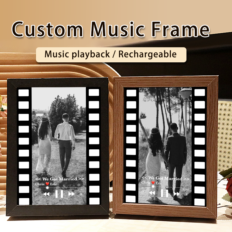 Custom Photo Frame with Music Vintage Movie Picture Frame with Personalized Song Wedding Gifts (can play whole song)