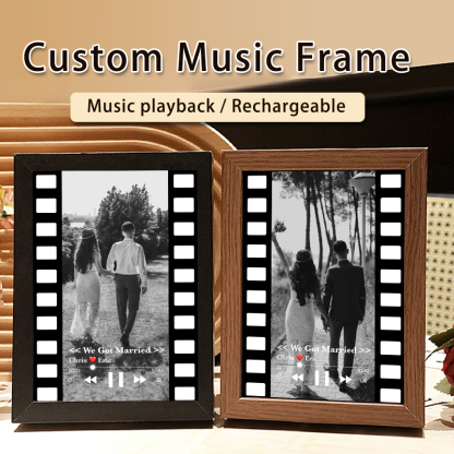Custom Photo Frame with Music Vintage Movie Picture Frame with Personalized Song Wedding Gifts (can play whole song)