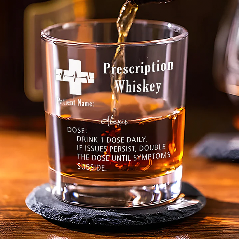 Prescription Whiskey Glasses Custom Name Engraved Bourbon Glasses