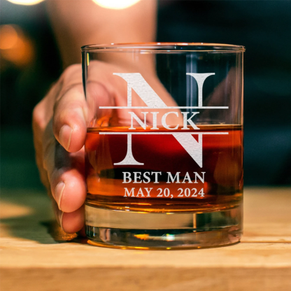 Custom Whiskey Glasses Groomsmen Engraved Bourbon Glasses Best Man Gift Wedding Shot Glasses