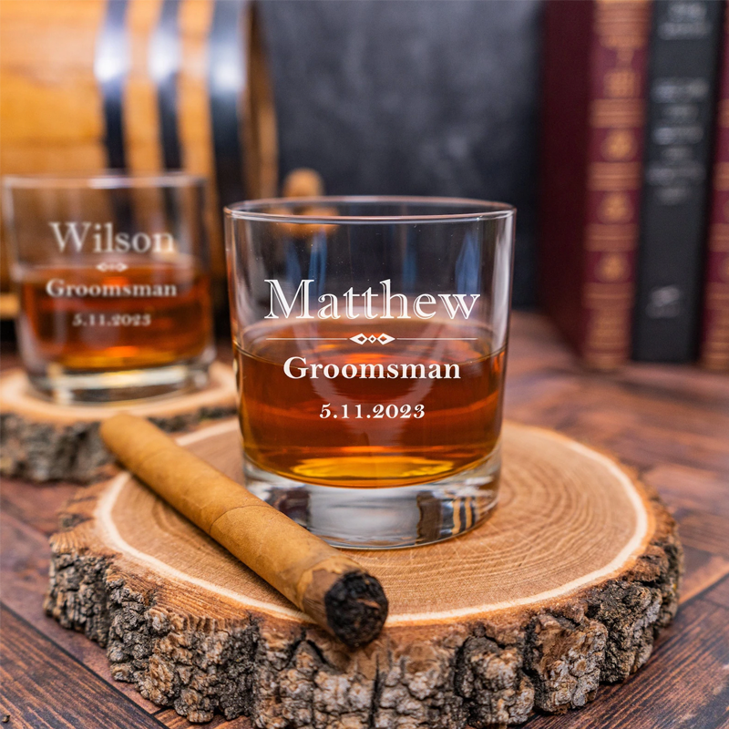 Personalized Whiskey Glasses Engraved Name Bourbon Glasses Groomsman Gifts for Wedding Party