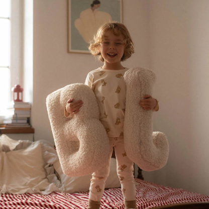 Personalized Alphabet Letter Pillow Embroidered Initial Cushion Nursery Decor Soft Sherpa Dorm Bed Pillow Baby Shower Gift