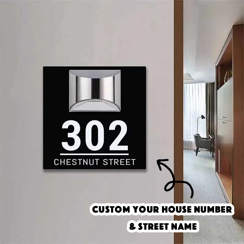 Custom Number and Address Solar LED Address Sign Weatherproof Door Number Plaque for House Front Yard Wall Gate Outdoor Display