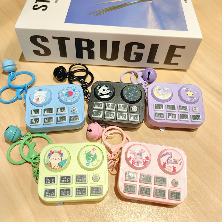 Mini Music Playable DJ Cartoon Creative Lighting Electronic Game Console Keychain Pendant Toy