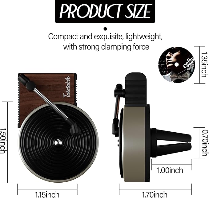 Custom Photo Car Air Freshener Record Player Set Car Vent Clip Fragrance Diffuser for Music Fans Gift Vinyl Album Cover