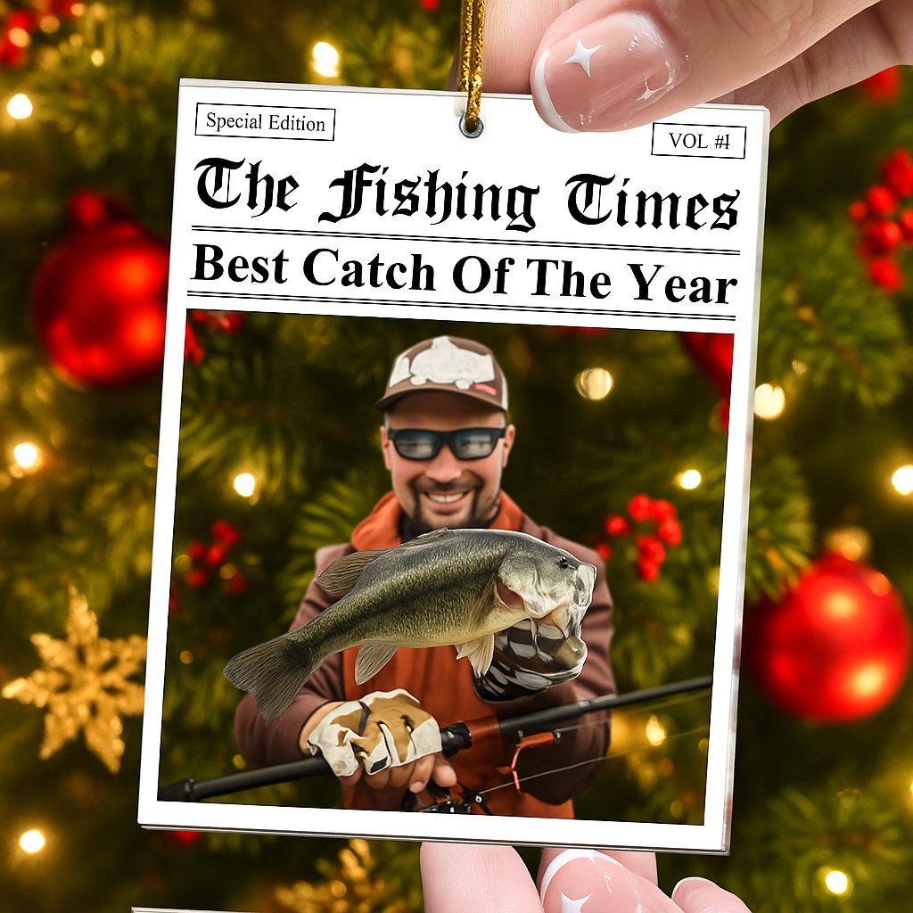 Personalized Best Catch Fishing Acrylic Photo Ornament Custom Christmas Decoration Unique Holiday Gift for Fishermen and Fishing Lovers