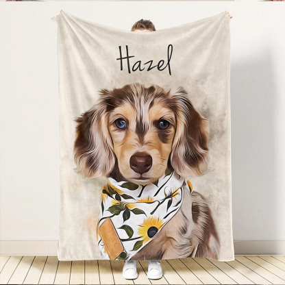 Custom Pet Portrait Blankets from Photo Personalized Dog Picture and Name Blanket Cute Cozy Christmas Gift for Pet Lovers