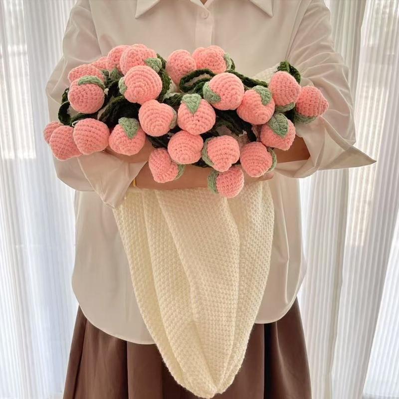 Handmade Finished Crochet Flower Blanket Bouquet Rose Knitted Bouquet Ready Made Throw Christmas Gift