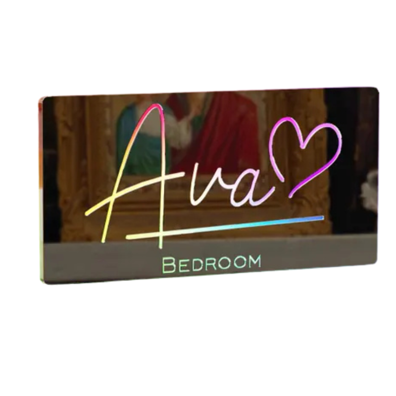 Custom Name Mirror Sign LED Light Up Mirror Christmas Gifts Bedroom Si