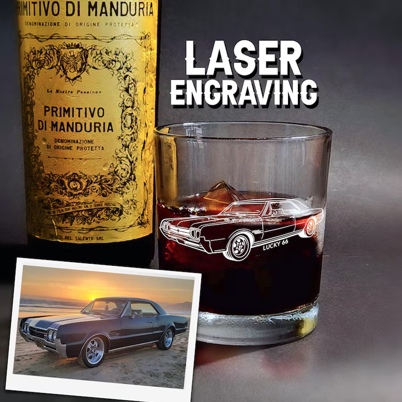 Custom Portrait Photo Engraved Whiskey Glass with Laser Etched Line Art Personalized Photo Bourbon Glasses Gifts for Him