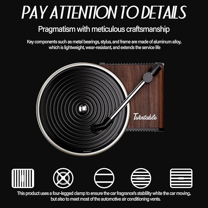 Custom Photo Car Air Freshener Record Player Set Car Vent Clip Fragrance Diffuser for Music Fans Gift Vinyl Album Cover