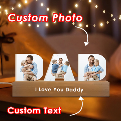 Personalized Photo Collage Night Light Custom Text Photo Led Lamp Fathers Day Gifts for Grandpa