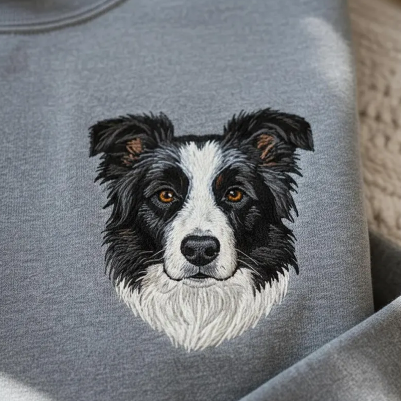 Custom Pet Embroidered Sweatshirt Personalized Dog and Cat Photo Portrait and Name Hoodie Gifts for Dog Mom