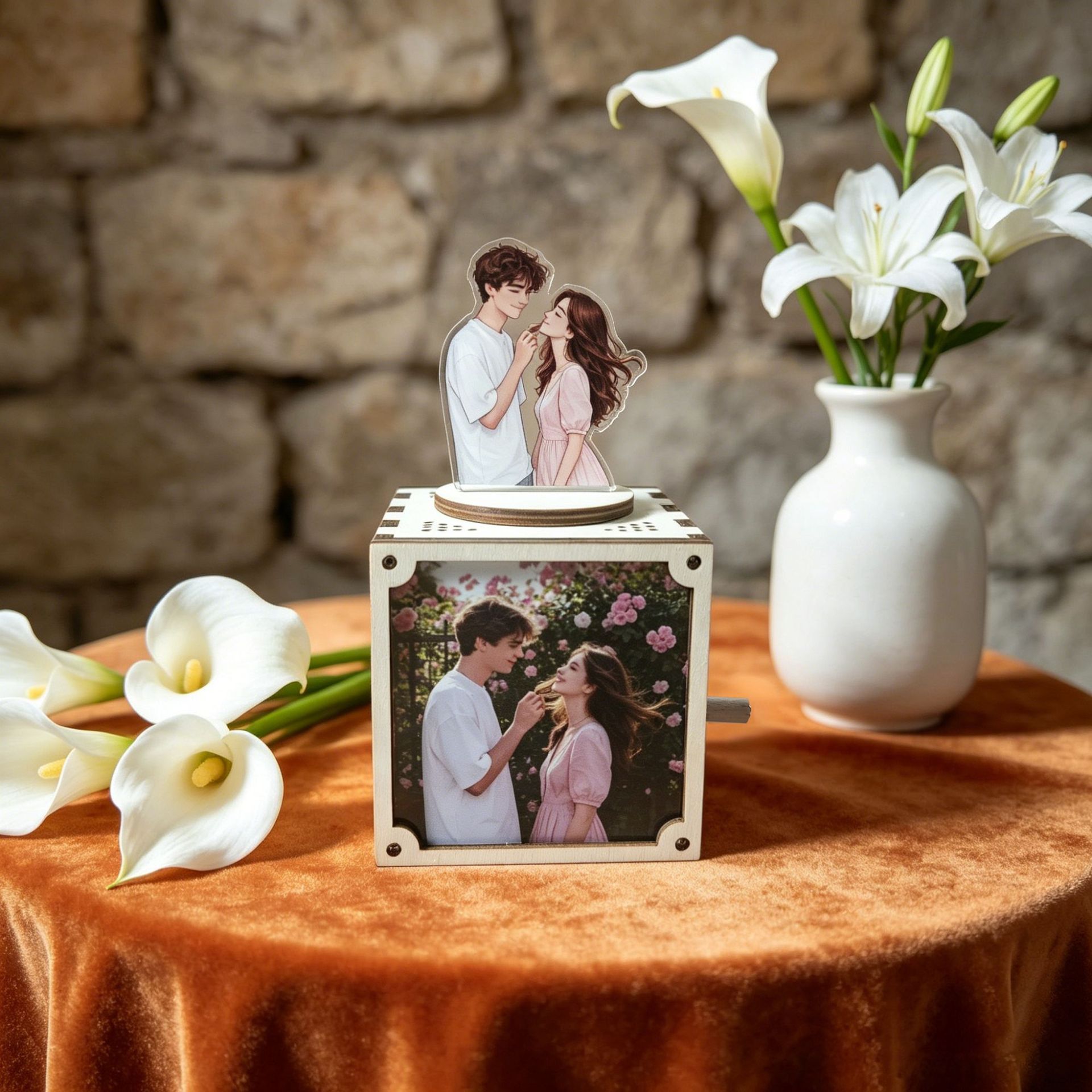 Custom Music Box with Custom Song and Picture Wooden Night Light Music Box for Couples Anniversary Gift