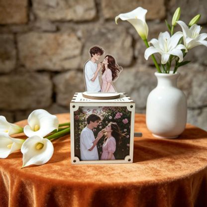 Custom Music Box with Custom Song and Picture Wooden Night Light Music Box for Couples Anniversary Gift