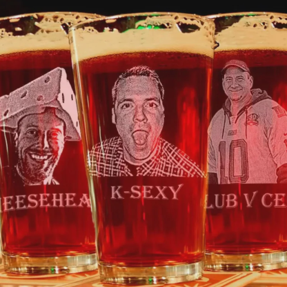 Personalized Photo Beer Pint Glass with Custom Text Laser Etched Couples Portrait Glass Anniversary Wedding Gift