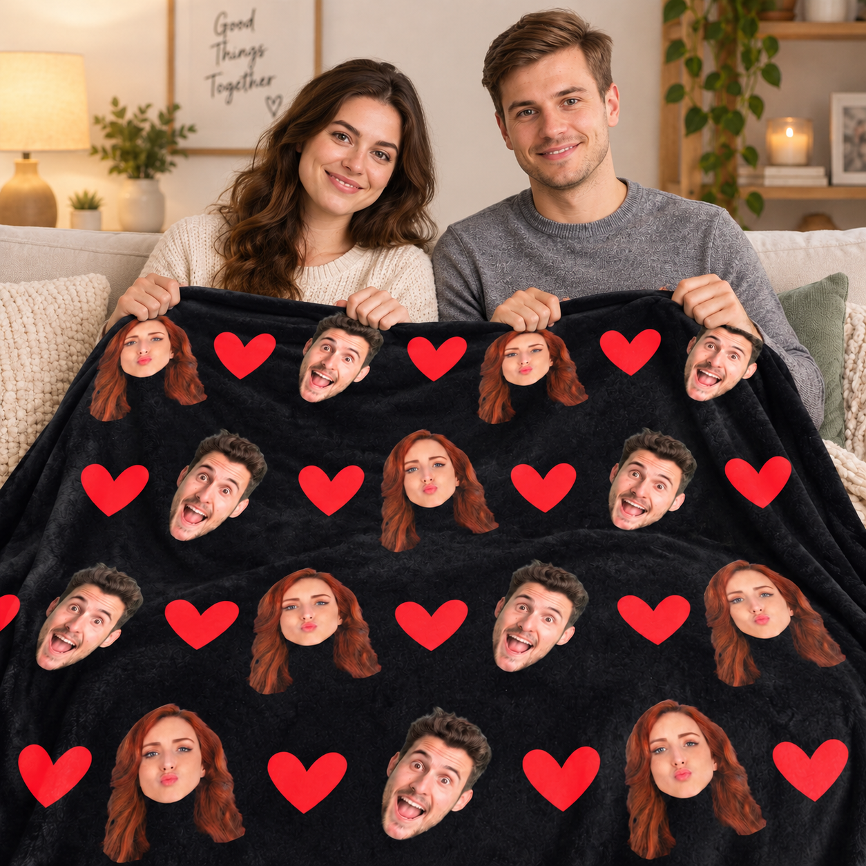 Personalized Collage Photo Blanket Love You Custom Throw Blanket with Photos Anniversary Gifts for Couple