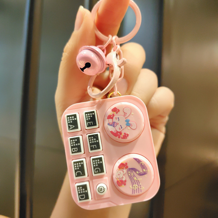 Mini Music Playable DJ Cartoon Creative Lighting Electronic Game Console Keychain Pendant Toy