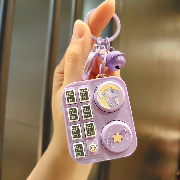 Mini Music Playable DJ Cartoon Creative Lighting Electronic Game Console Keychain Pendant Toy