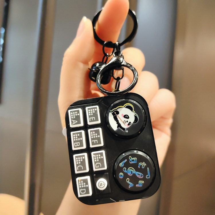 Mini Music Playable DJ Cartoon Creative Lighting Electronic Game Console Keychain Pendant Toy