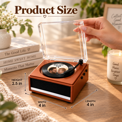 Personalized Photo and Whole Song Mini Vinyl Music Player Custom Record & Album Cover Music Box Father's Day Gift
