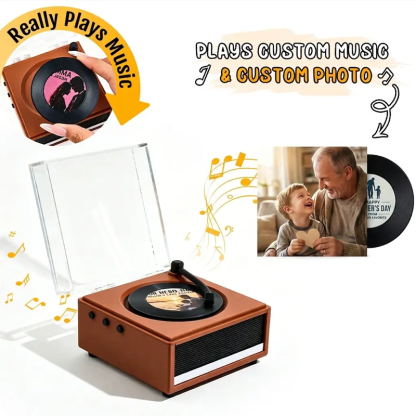 Personalized Photo and Whole Song Mini Vinyl Music Player Custom Record & Album Cover Music Box Father's Day Gift