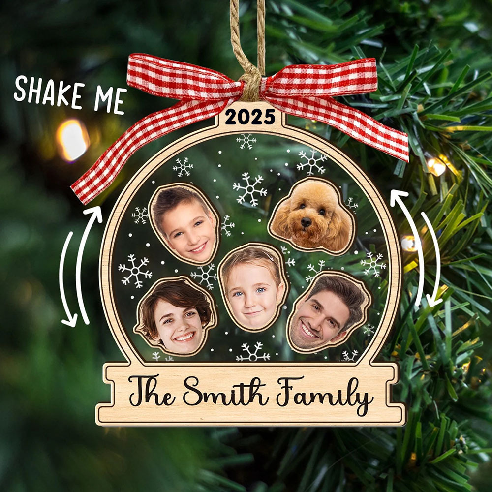 Personalized Family Face Photo 4D Shaker Ornament Santa Christmas Tree Keepsake Gift 2025