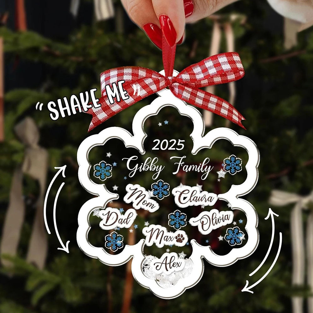 Personalized Family Name 4D Shake Snowflake Family Ornament Christmas Tree Hangings Family Gifts