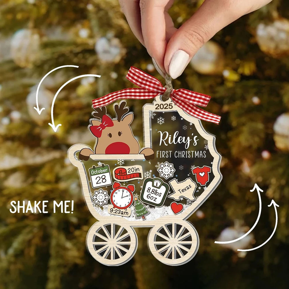 Custom Photo Baby's First Christmas 4D Shake Ornament Babies Newborn Gift Baby Shower Gifts