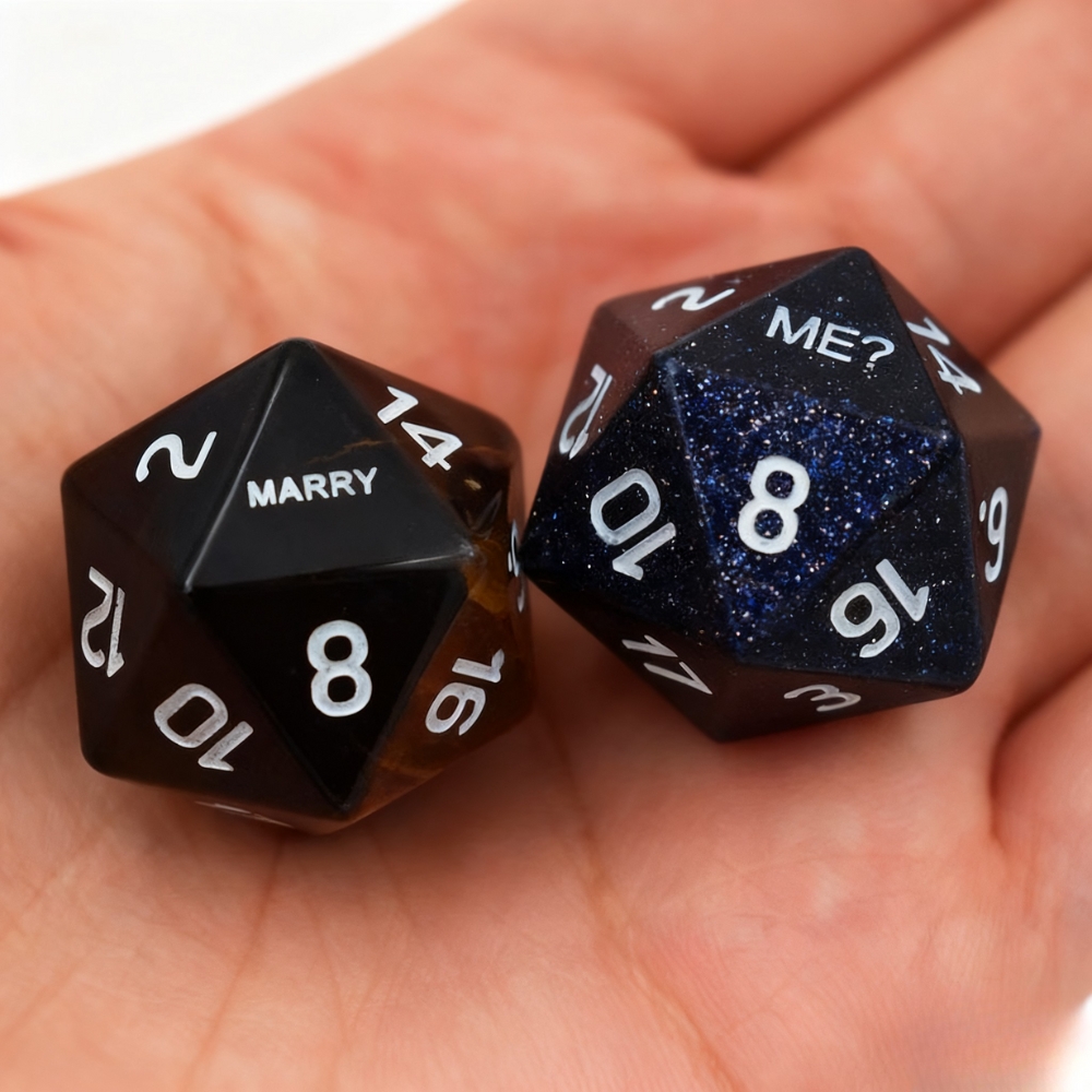 Personalized Engraved D&D Gift Marriage Dice Custom Anniversary D20 Dice Anniversary Gift for Her/Him