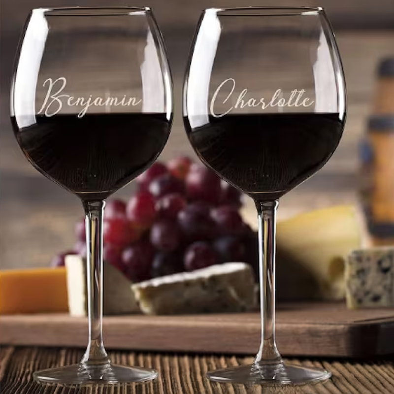 Custom Etched Logo and Message Laser Engraved Wine Glass Personalized Photo and Text Glass Corporate Gift