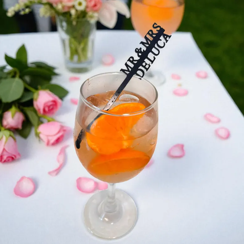 Custom Drink Stirrers Personalized Name Monogram Wedding Cocktail Stir Sticks Wedding Party Favors