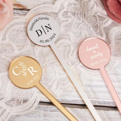 Personalized Drink Stirrers for Wedding Custom Names and Date Cocktail Stir Sticks Wedding Party Gifts