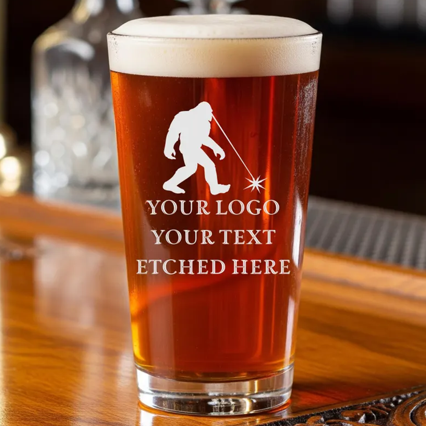 Custom Logo Pint Beer Glass with Laser Engraving Personalized Company Glassware Corporate Gifts and Bulk Business Orders